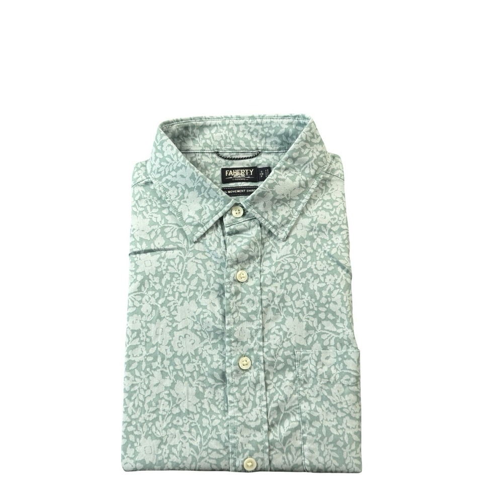 Faherty Reserve Movement Floral Performance Mens S/S Button Front Size S